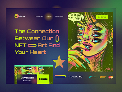 NFT Marketplace Website 3d art artwork clean cryptoart cryptocurrency design digitalart header landing page marketplace nft nftart ui ui design ux web webdesign website