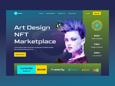 NFT Marketplace 3d art artwork clean cryptoart dailyui design ethereum interface landing page nft nftsite token ui ui design ux web webdesign website