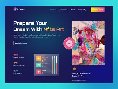 Web Design for NFT Marketplace bitcoin branding clean creative crypto cryptocurrency design landing page marketplace modern art modern design nft nft design nft marketplace nfts ui ui design website