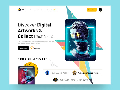 NFTs Marketplace Website agency art clean creative design homepage landing page marketplace nft typography ui ui design web webdesign website website design