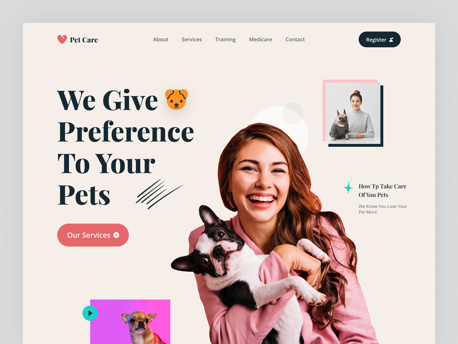 Website Design: Petcare Landing Page by Nurunnabi for Ui Sharks on Dribbble