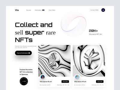 NFT Marketplace Landing Page : Website Design 3d nft app clean crypto landing page marketplace motion design nft nftart nfts phenomenon studio ui ui design ui ux web web design website website design