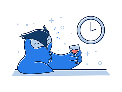 Illustration cheers illustration owl wine