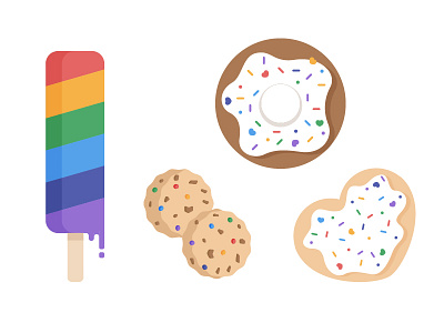 Illustration cookies donut ice cream lgbt love pride rainbow