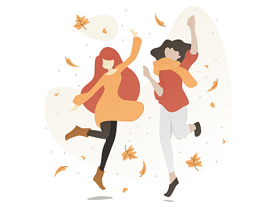 Illustration autumn fall illustration jump people