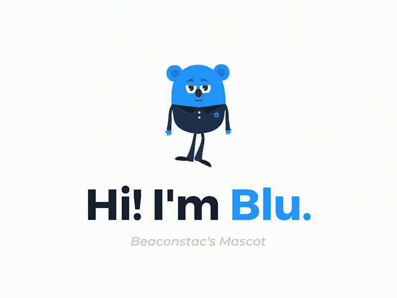 Hi! I'm Blu. beaconstac blu blue brand branding company cool cute design fun illustration kawaii koala laptop logo mascot mobstac quirky sticker stickers