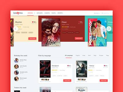 Movie Section UI app bookmyshow concept landing movie ui user interface web