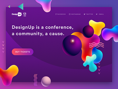 Design Up Web 3d circle design home invite landing menu purple template ui ux web