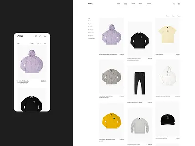 Catalog page for the OVO store brand catalog catalog design catalogs clothes clothing drake e commerce e shop ecommerce minimalism ovo product shop shopping store store design ui web website design