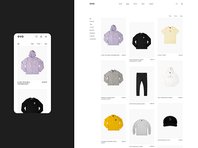 Catalog page for the OVO store