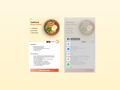 Daily UI Challenge Day 10: Social Share daily 100 challenge daily ui dailyui figma noodles ramen share social ui