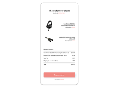 Daily UI Challenge Day 17: Email Receipt