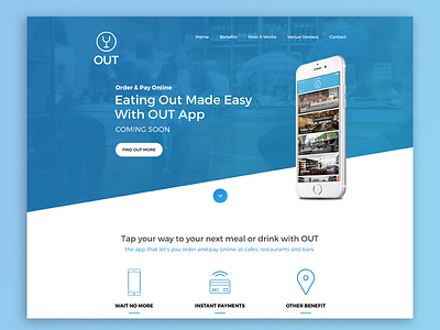 OUT App - Coming Soon Page app design hospitality design ios app landing page web design website