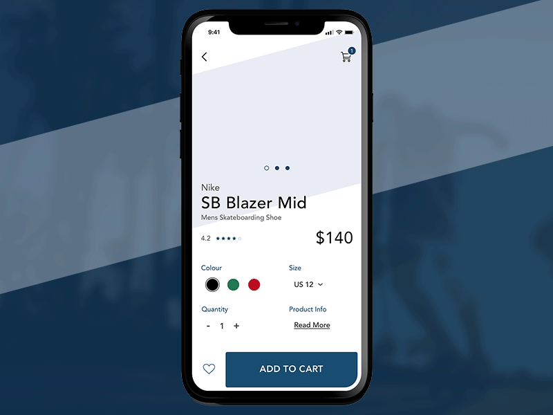 E-Commerce App Concept after effects animation cart ecommerce iphone x nike shop shopping skateboarding sketch store ui
