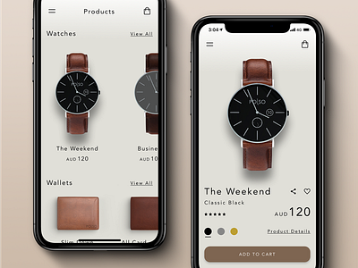 Polso - Mobile Product Page add to cart button clean ecomm ecommerce fashion hamburger interface iphone x minimal mobile product product page responsive sketch ui ux wallet watch website