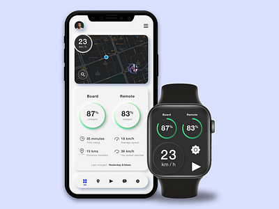 E-Riders App UI app apple watch dashboard gps ios mobile app neumorphism ui user interface