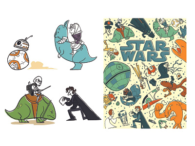 Star Wars character character design characterdesign color colorpalette design illustration mid century mid century modern poster posterart posterdesign retro sketch star wars starwars