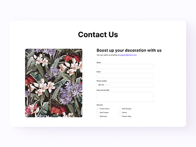 Contact Us Form Design 1 contact us e commerce flower flower shop form illustration shop typography ui ui design ux
