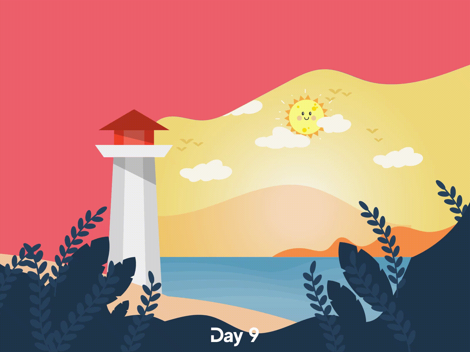 Day Night 100daychallenge animated animated gif animation birds birds flying day and night gif illustration motiongraphics night sun timelapse