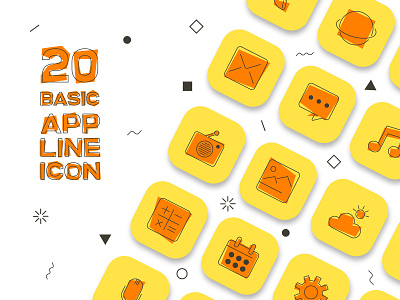 Free Basic App Line Icon Set android application basic business design free download free resources icon icon app icon design illustration interface ios line art mobile app phone technology icons ui vector website