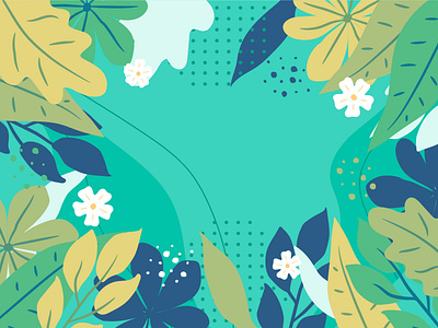 Free Hand Drawn Blue and Green Floral Background