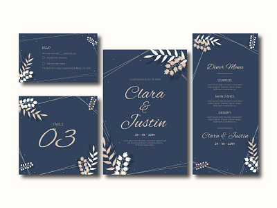 Free Elegant Floral Wedding Invitation Card Set