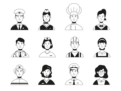 Free Hand Drawn Professional Avatar Collection