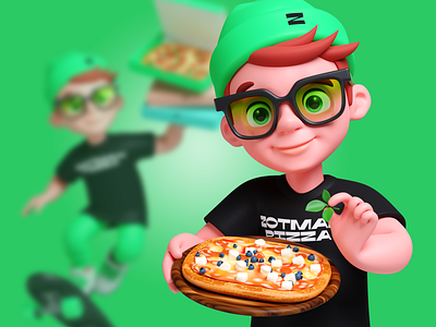 Pizzaman character man pizza zotman