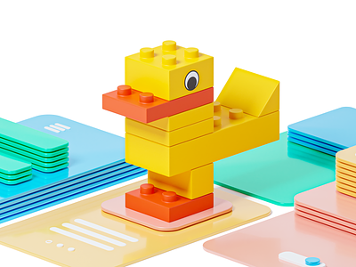 Duck 3d b3d blender character duck illustration lego ui