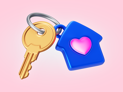 Key 3d b3d blender heart home house icon illustration key metal ozon trinket