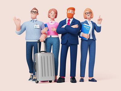 Ozon Travel - Characters Set 3d boss business character illustration man manager ozon people suitcase team tour travel trip woman