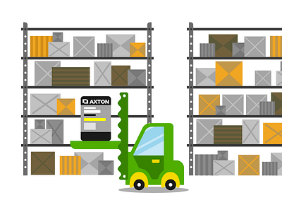 Axton house illustration loader repair ship site truck racks water