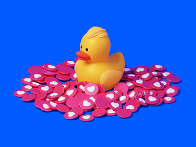 Like'n'Duck 3d b3d bird blender character duck heart illustration like ozon pink yellow
