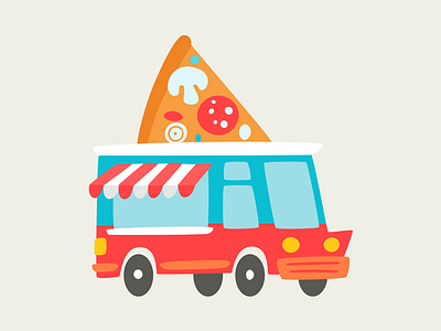 Food truck car chicken delivery food icon pizza shop transportation