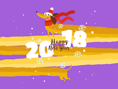 Yellow Dog 2018 2018 dog happy new snow year yellow