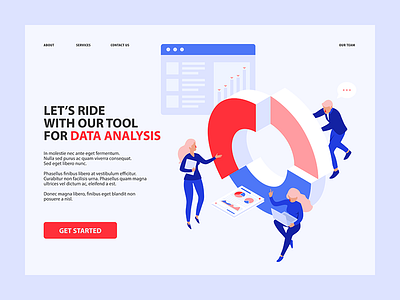 Data Analysis analysis character collaboration data isometric landing people