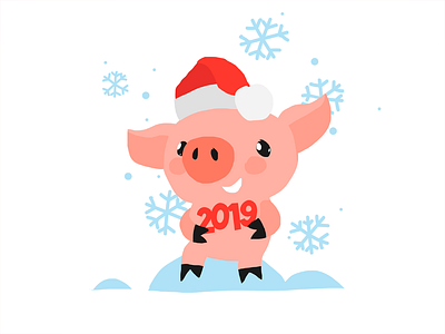 Piggy19 2019 christmas happy merry new pig piggy snow snowflakes year