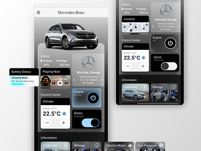 Mercedes-Benz UI Concept appdesign concept glassmorphism mercedes minimalist ui uiconcept uidesign uiux