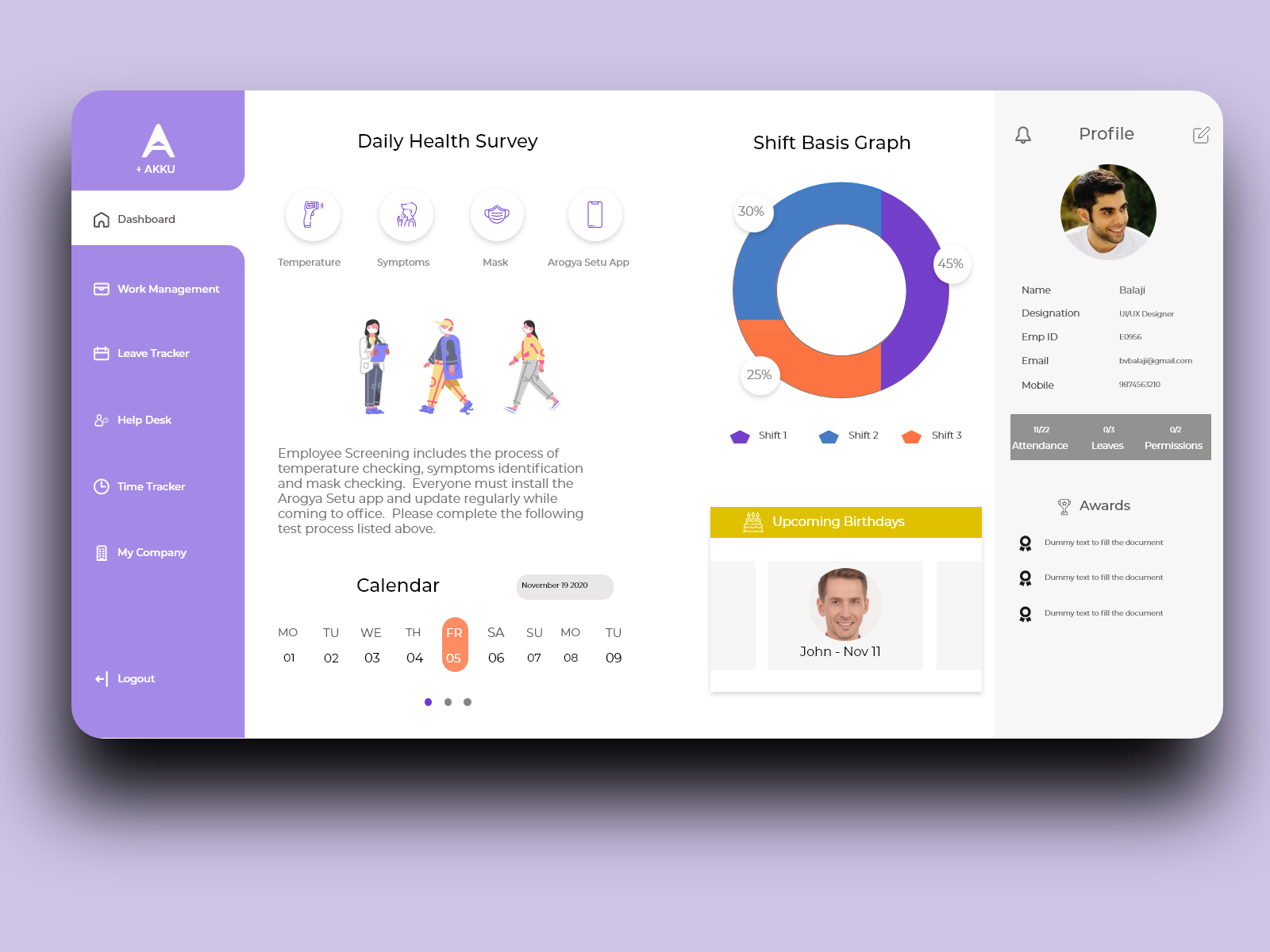 Employee Dashboard by Balaji Vijayakumar on Dribbble