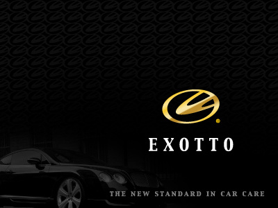 Exotto® - The New Standard In Car Care™ advertising auto automotive branding car cars design exotic exotto gold logo luxury marketing naming positioning strategy symbol