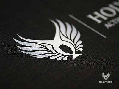 Holywood Acting Studio angel black entertainment holy linen application logo metallic print silver wings