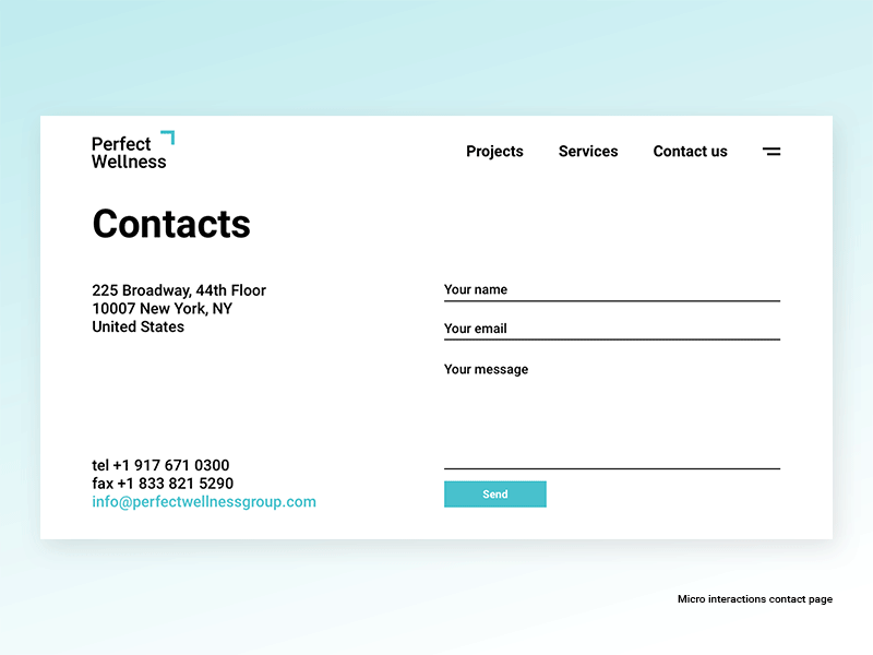Contact page 1200 animation contact form contact page interactions motion ui ux web web design website