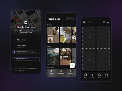 Mobile App to create instagram templates