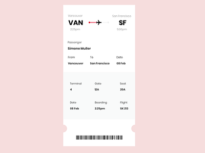 Boarding Pass daily ui dailyui