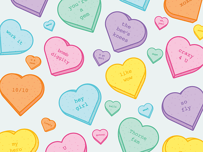 Sweethearts candy heart illustration line sweet