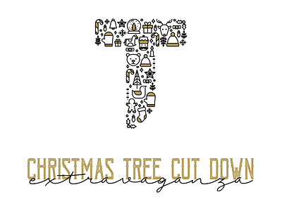 Christmas Event Invite christmas christmas tree illustration invite line tree