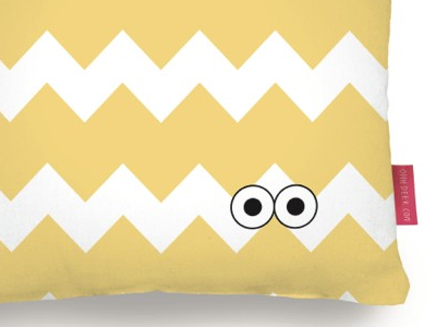 Monster #2 chevron cushion design eyes geo geometric interior monster pillow product white yellow