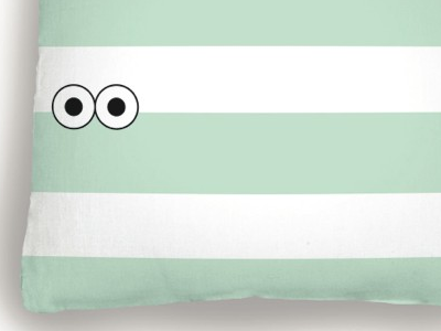 Monster #3 cushion eyes geo geometric green pattern pillow stripe stripy