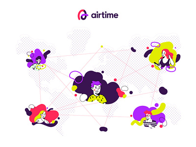 friends on Airtime. animation animation studio brand design digitalart explainervideo illustration purple story vector