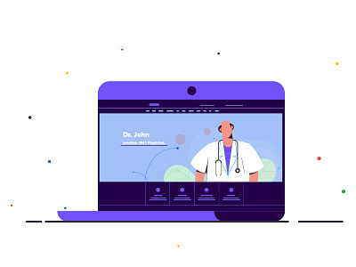 Online profile animation animation studio design digitalart doctor explainervideo illustration laptop online story studio vector website